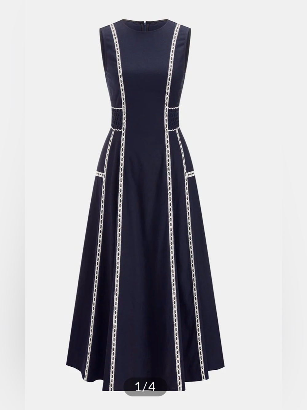 Commense Lace Trim Sleeveless Midi Dress